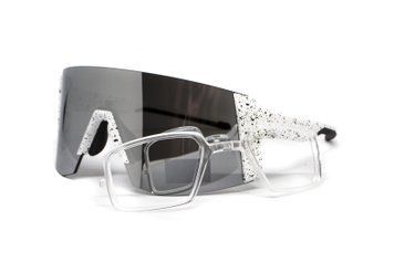 Очки защитные открытые Global Vision Astro+RX White (G-Tech&trade; silver), зеркальные серые в белой оправе с диоптрической вставкой в комплекте RX-ASTRW-SM фото