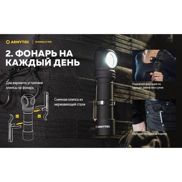 Налобний ліхтар Armytek Wizard v4 C2 WR Magnet USB, Білий-червоний світло AWUSB-WRC2 фото