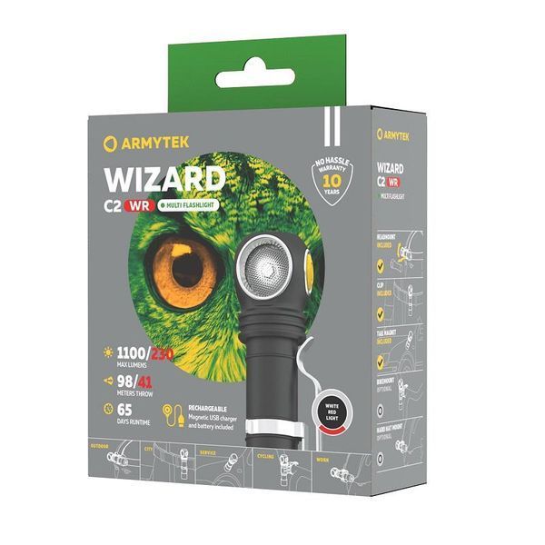 Налобний ліхтар Armytek Wizard v4 C2 WR Magnet USB, Білий-червоний світло AWUSB-WRC2 фото