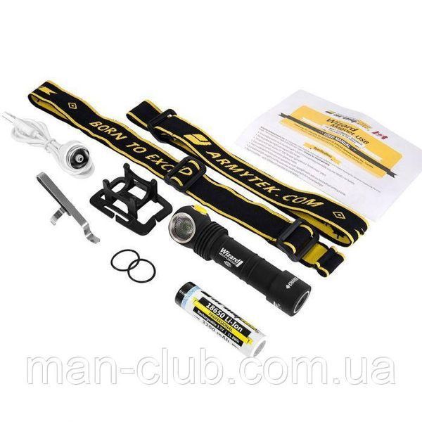 Налобний ліхтар Armytek Wizard Magnet USB + 18650 3200 mAh / XP-L (Warm) AWUSB-XPLw фото
