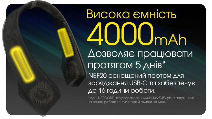 Портативный вентилятор на шею Nitecore NEF20 6-1503 фото