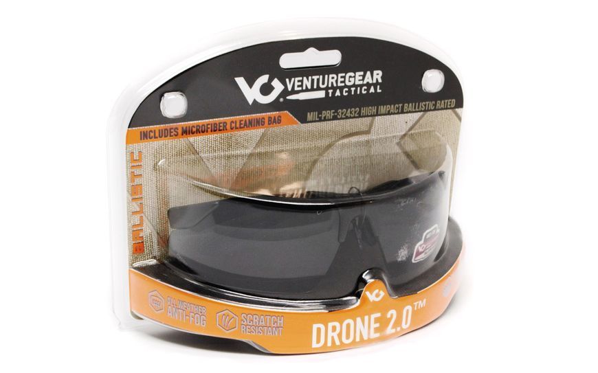 Захисні окуляри Venture Gear Tactical Drone 2.0 Black (gray) Anti-Fog, сірі в чорній оправі VG-DRONBK-GR1 фото