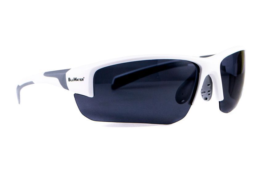 Окуляри BluWater Samson-3 White Polarized (gray), сірі в білій оправі BW-SAM3W-GR2 фото
