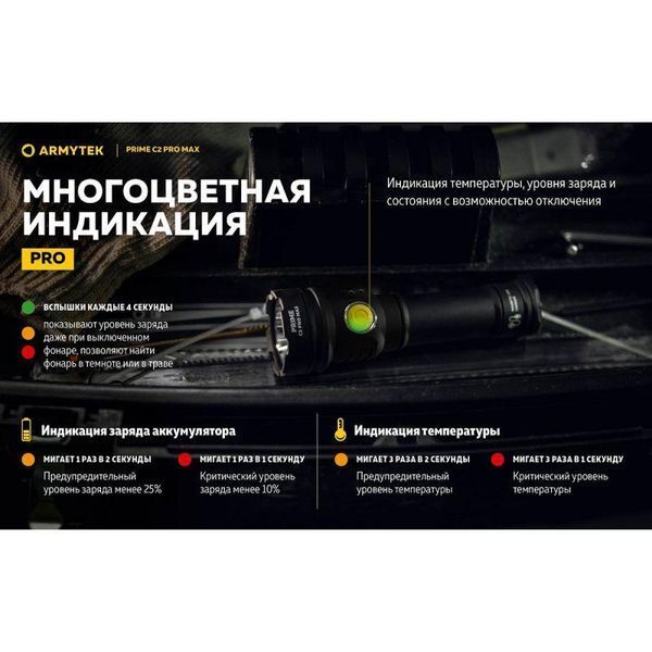 Ліхтар ручний Armytek Prime v4 C2 Pro MAX (WARM) + 21700 Li-Ion APrimProMax_warm фото