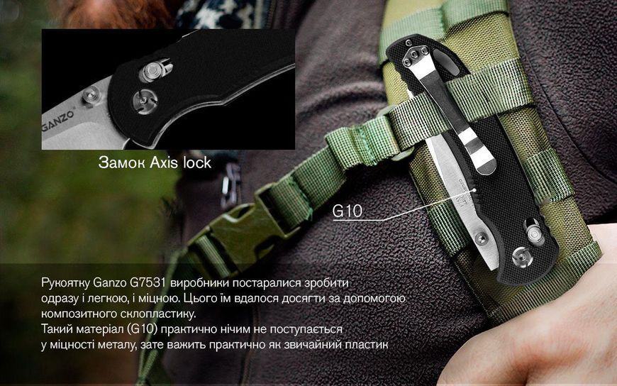 Ніж Ganzo G7531-BK чорний G7531-BK фото