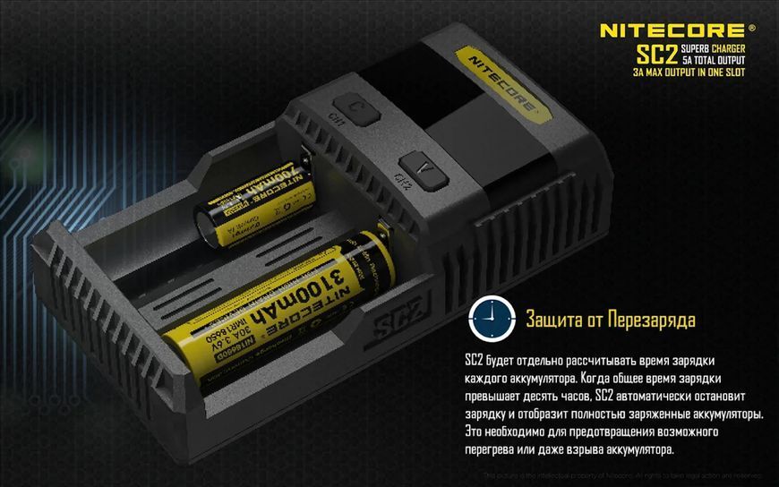 Зарядний пристрій Nitecore SC2 з LED дисплеєм (0.5A, 1A, 2A, 3A) 6-1197 фото