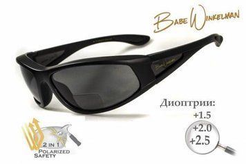 Окуляри біфокальні поляризаційні (захисні) BluWater Winkelman-2 polarized (+1.5 bifocal), (gray) чорні 4ВИН2БИФ-Д1.5 фото