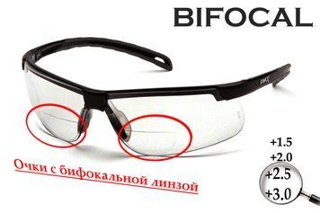 Біфокальні захисні окуляри Pyramex Ever-Lite Bifocal (clear +3.0) Super Anti-Fog H2MAX, біфокальні прозорі з діоптріями PM-EV30-CL1M фото