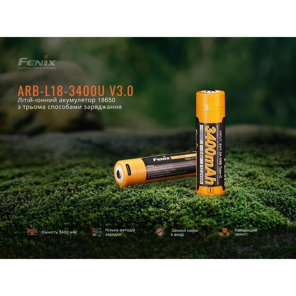 Аккумулятор 18650 Fenix ​​(3400 mAh) Type-C ARB-L18-3400U-V30 фото